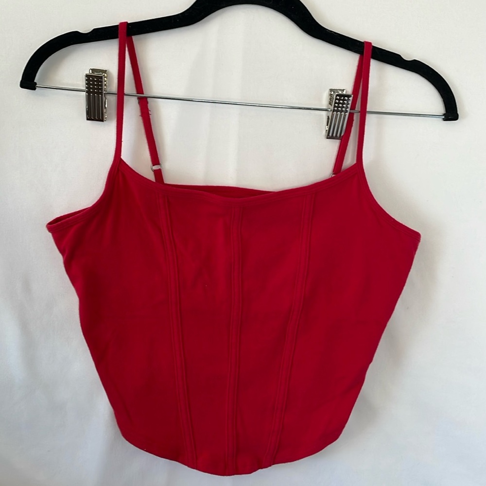 Hollister red and gray spaghetti strap fitted top size medium set of 2